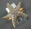ESTATE WIDE .77CT DIAMOND 14KT ROSE GOLD 3D CLASSIC LUCKY STARFISH FUN RING