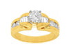 ESTATE 1.45CT ROUND & BAGUETTE DIAMOND 14KT YELLOW GOLD 3D SWIRL ENGAGEMENT RING