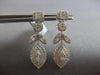 1.17CT DIAMOND 14K WHITE GOLD 3D ROUND & BAGUETTE FLOWER SQUARE HANGING EARRINGS