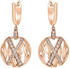 ESTATE .50CT DIAMOND 18KT ROSE GOLD 3D CLASSIC CIRCULAR XO LOVE HANGING EARRINGS