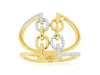 ESTATE .16CT DIAMOND 14KT YELLOW GOLD 3D OVAL LOVE KNOT TRIANGULAR FUN RING