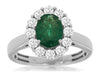 1.85CT DIAMOND & AAA EMERALD 14KT WHITE GOLD OVAL PRINCESS DIANA ENGAGEMENT RING