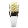 1.37CT WHITE & FANCY YELLOW DIAMOND 18KT 2 TONE GOLD MULTI ROW ANNIVERSARY RING
