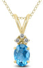 .86CT DIAMOND & AAA BLUE TOPAZ 14KT YELLOW GOLD 3D OVAL & ROUND FLOATING PENDANT