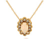 .46CT DIAMOND & AAA OPAL 14KT YELLOW GOLD OVAL & ROUND FLOWER SEMI BEZEL PENDANT