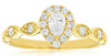 .50CT DIAMOND 14KT YELLOW GOLD ROUND & PEAR SHAPE HALO FILIGREE ENGAGEMENT RING