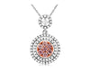 .51CT WHITE & PINK DIAMOND 14KT WHITE & ROSE GOLD CIRCULAR HALO FLOATING PENDANT