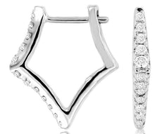 ESTATE .30CT DIAMOND 14KT WHITE GOLD 3D PENTAGON FUN HUGGIE HANGING EARRINGS
