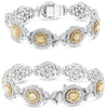 LARGE 11.01CT WHITE & FANCY YELLOW DIAMOND 18KT 2 TONE GOLD OVAL BANGLE BRACELET
