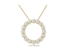 1.30CT DIAMOND 14KT YELLOW GOLD 3D CLASSIC ROUND CIRCLE OF LIFE FLOATING PENDANT