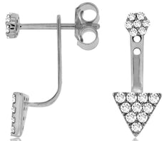ESTATE .36CT DIAMOND 14KT WHITE GOLD TRIANGULAR FLOWER ANCHOR HANGING EARRINGS