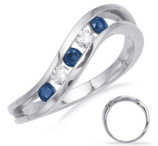 .43CT DIAMOND & AAA SAPPHIRE 14KT WHITE GOLD 3D 5 STONE CHANNEL SWIRL FUN RING