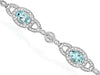 4.03CT DIAMOND & AAA AQUAMARINE 14KT WHITE GOLD 3D OVAL & ROUND TENNIS BRACELET