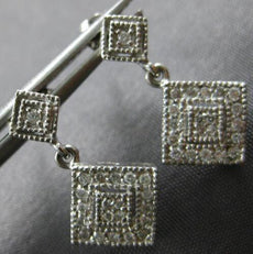 ESTATE .27CT DIAMOND 14KT WHITE GOLD ROUND GEOMETRICAL SQUARE HANGING EARRINGS