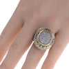 LARGE .70CT DIAMOND 18K YELLOW GOLD & 925 SILVER PAVE SQUARE FLORAL ETOILE RING