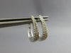 ESTATE .33CT DIAMOND 14KT WHITE GOLD CLASSIC 2 ROW OVAL HUGGIE HANGING EARRINGS