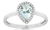 .73CT DIAMOND & AAA AQUAMARINE 14KT WHITE GOLD PEAR SHAPE HALO ENGAGEMENT RING