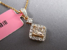 .69CT WHITE & FANCY YELLOW DIAMOND 18KT WHITE & ROSE GOLD 3D SQUARE HALO PENDANT