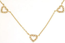 ESTATE .15CT DIAMOND 14KT YELLOW GOLD ROUND OPEN HEART BY THE YARD LOVE NECKLACE