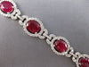 LARGE & LONG 24.55CT DIAMOND & AAA RUBY 14KT WHITE GOLD OVAL & ROUND 3D BRACELET