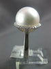 LARGE .37CT DIAMOND & AAA SOUTH SEA PEARL 18KT WHITE GOLD CLASSIC HALO LOVE RING