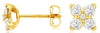 ESTATE .75CT DIAMOND 14KT YELLOW GOLD ROUND 5 STONE FLOWER SQUARE STUD EARRINGS