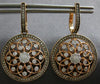 LARGE WHITE & FANCY CHOCOLATE DIAMOND 14KT WHITE & ROSE GOLD 3D HANGING EARRINGS