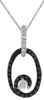 .30CT WHITE & BLACK DIAMOND 14KT WHITE GOLD 3D CLUSTER LOVE KNOT OVAL PENDANT