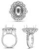 LARGE 3.29CT DIAMOND PLATINUM 3D ROUND OVAL 4 PRONG SEMI MOUNT ENGAGEMENT RING