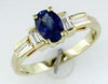 1.35CT DIAMOND & AAA SAPPHIRE 14K YELLOW GOLD 3D OVAL & BAGUETTE ENGAGEMENT RING