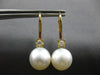 .17CT DIAMOND & AAA SOUTH SEA PEARL 18KT YELLOW GOLD LEVERBACK HANGING EARRINGS