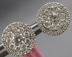 LARGE .85CT DIAMOND 14KT WHITE GOLD FLOWER INTERCHANGEABLE JACKET STUD EARRINGS