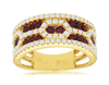 WIDE 1.66CT DIAMOND & AAA RUBY 14K YELLOW GOLD 3D MULTI ROW FUN ANNIVERSARY RING