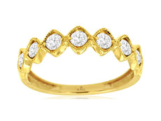 .50CT DIAMOND 14KT YELLOW GOLD 3D SQUARE FILIGREE SEMI ETERNITY ANNIVERSARY RING