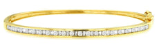 1CT DIAMOND 14KT YELLOW GOLD ROUND & BAGUETTE SEMI ETERNITY CUFF BANGLE BRACELET