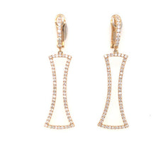 ESTATE 1.62CT DIAMOND 18KT YELLOW GOLD 3D RECTANGULAR TEAR DROP HANGING EARRINGS