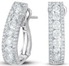 ESTATE .89CT DIAMOND 14KT WHITE GOLD CLASSIC 3 ROW BAR CLIP ON HANGING EARRINGS