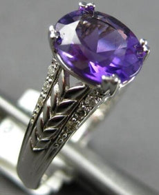1.56CT DIAMOND & AAA AMETHYST 14KT WHITE GOLD 3D OVAL & ROUND FILGREE LOVE RING