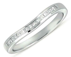 .27CT DIAMOND 14KT WHITE GOLD 3D PRINCESS CHANNEL V SHAPE SWIRL ANNIVERSARY RING