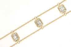 .35CT DIAMOND 14K YELLOW GOLD ROUND & BAGUETTE CLUSTER BY THE YARD LOVE BRACELET