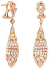 LARGE 2.15CT DIAMOND 18K ROSE GOLD 3D MULTI ROW TEAR DROP OPEN FILIGREE EARRINGS