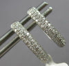 ESTATE .30CT DIAMOND 14KT WHITE GOLD 3D ROUND 3 ROW PAVE HUGGIE HANGING EARRINGS