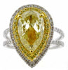 EXTRA LARGE 4.47CT WHITE & FANCY YELLOW DIAMOND 18KT 2 TONE GOLD ENGAGEMENT RING