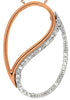 .15CT DIAMOND 14K WHITE & ROSE GOLD 3D DOUBLE LEAF OVAL CRISS CROSS LOVE PENDANT