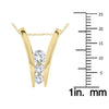 1.0CT DIAMOND 14KT YELLOW GOLD 3D ROUND 3 STONE JOURNEY V SHAPE FLOATING PENDANT