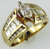 WIDE 1.84CT DIAMOND 14KT YELLOW GOLD MARQUISE ROUND & BAGUETTE ENGAGEMENT RING