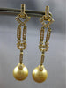 LARGE & LONG .76CT DIAMOND & AAA GOLDEN SOUTH SEA PEARL 18K YELLOW GOLD EARRINGS