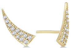 ESTATE .25CT DIAMOND 14KT YELLOW GOLD CLASSIC TRIANGULAR ELONGATED FUN EARRINGS