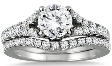 1.75CT DIAMOND 14KT WHITE GOLD ROUND V SHAPE ENGAGEMENT WEDDING ANNIVERSARY RING