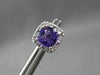 1.08CT DIAMOND & AAA AMETHYST 14KT WHITE GOLD CUSHION & ROUND HALO STUD EARRINGS